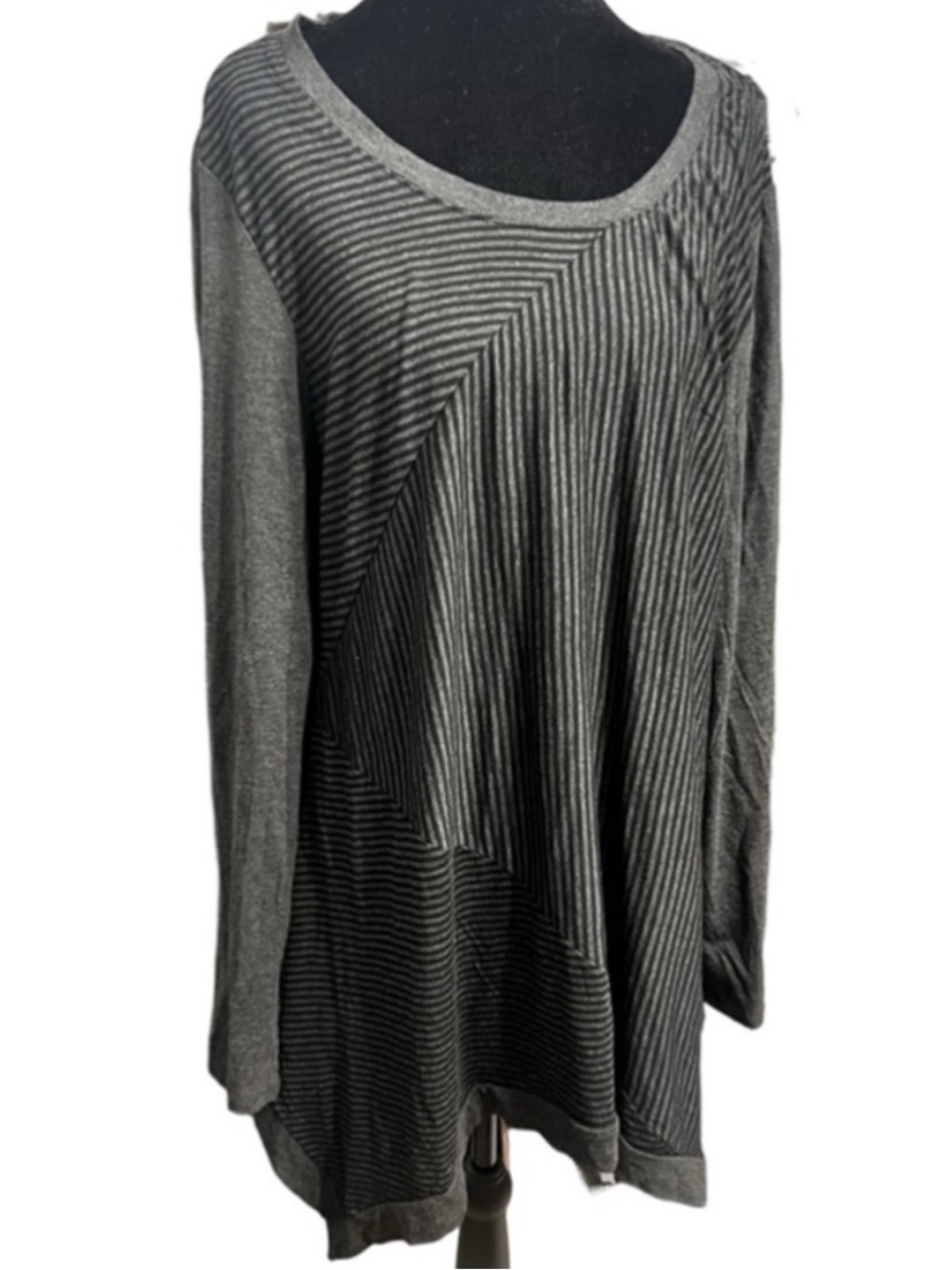 Philosophy Heather Grey Black Striped Tunic Top XL